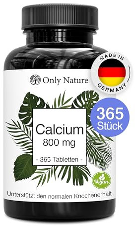 Calcium Tabletten (365 Stück) mit 800 mg pro Tagesdosis - 100% Vegan - ohne Zusätze - in Deutschland produziert & laborgeprüft - Calcium hochdosiert - Kalzium