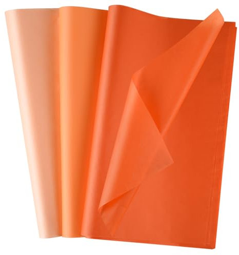 Morcheiong 60 Blatt orangefarbenes Seidenpapier, mehrfarbig, Kunst, Geschenkverpackung, Seidenpapier, Großpackung für DIY, Geburtstag, Halloween, Erntedankfest, Hochzeit, Urlaub, Handwerk, Dekoration,