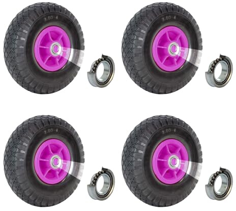 4X TRUTZHOLM Sackkarrenrad Ø 260x85 mm 3.00-4 Bollerwagenrad, Luftrad, Ersatzrad, Nabenlänge 60 mm versetzt 4-lagiges Gewebe 4PR