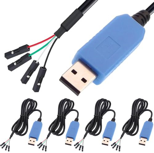 Xiatiaosann USB to TTL Serial 3.3V Adapter Cable, USB Male Plug to TX RX Signal 0.1 inch Pitch Female Socket with PL2303TA Prolific Chip for Windows 10 8 7 XP Vista (1.8m/6FT)