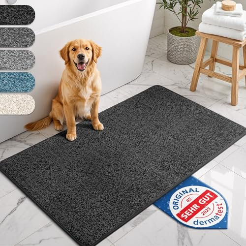Bodenständig® Badematte schwarz – rutschfest & Waschbar – Saugstarke Badezimmermatte – Hygienischer Duschvorleger – Badvorleger rutschfest waschbar 40x60 cm schnelltrocknend
