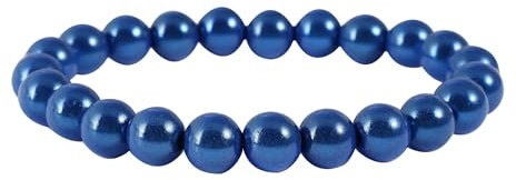 Akzent Armband mit Farbenfrohen Kunstperlen in 8, 10 und 12mm - Elastisches Sommer Kugelarmband in 13 Farben Geschenkidee (Perlendurchmesser: 10mm, Blau)