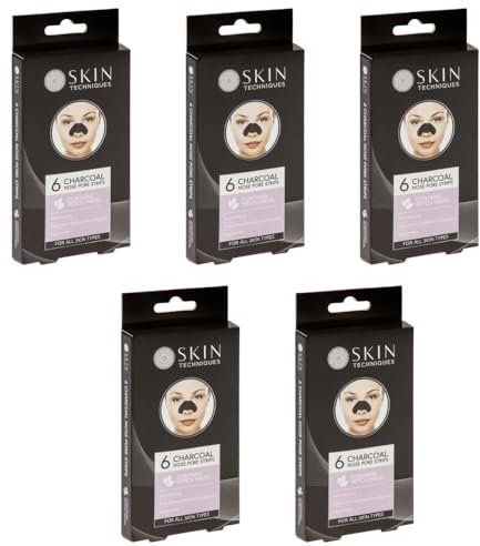 Skin Techniques Charcoal Nose Pore Strips 6 Pack - Clear Up Your Skiin By Using These Charcoal Nose Pore Strips - Pack of 5