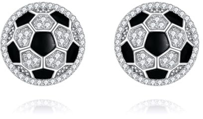 VONALA Fußball Ohrringe Sterling Silber Sport Ohrringe Fußball Schmuck Spielergeschenk für Damen Mädchen Ehefrau Mama Geschenk Weihnachten Geschenk