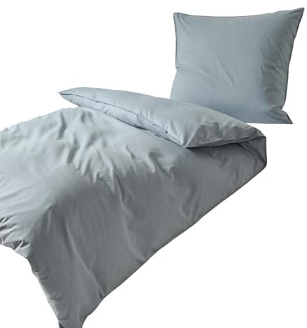 Traumschlaf zeitlos, weiche Melange Bettwäsche mit Unimotiv aus 50% Baumwolle, 50% Polyester mit Reißverschluss 155x220 cm + 80x80 cm, Mint