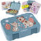 BEARFOOT Brotdose Kinder mit Fächern, BPA frei, Lunchbox, Bento box, Brotbox, Brotdose Mädchen & Jungen, Snackbox mit Trennfächern, Vesperbox für Kindergarten, Schule, groß (Blau - Hund&Katze)