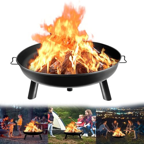 YRHome Braciere da giardino, braciere, diametro 80 cm, braciere da giardino, braciere per esterni, con manici, rotondo, in metallo, per terrazze, giardino