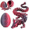 Merrwon 3D-Gedruckter Drache (28,5 cm) mit Drachenei - Kreative Spielzeug und Deko, Schwarz-rot