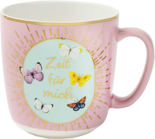 Blütenträume Kaffeebecher Zeit für mich, 350 ml: Kaffeetasse, Teetasse, Becher aus Porzellan mit Goldakzenten. Schönes Geschenk für Freunde | Porzellan, Goldakzente, Geschenk für Freunde, Kaffeetasse, Teetasse