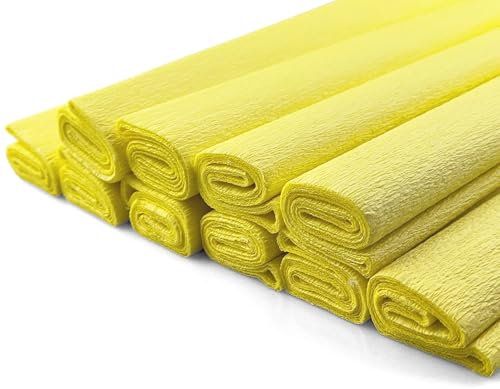 Netuno 10 rouleaux de papier jaune pastel 200 x 50cm papier crêpe coloré papier de soie coloré papier crépon pour bricolage décoration DIY loisirs créatifs papier décoratif papier crépon de couleur