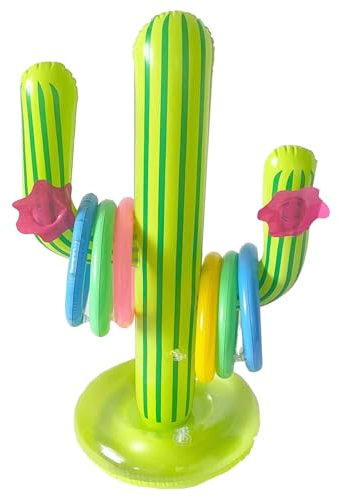 7 PCS Hawaiian Party Decorations,Cactus Ring Toss Game Set,Hawaiian Accessories,Mexican Decorations,Inflatable Palm Tree,Pool Games,Summer Party,Ring Toss Game