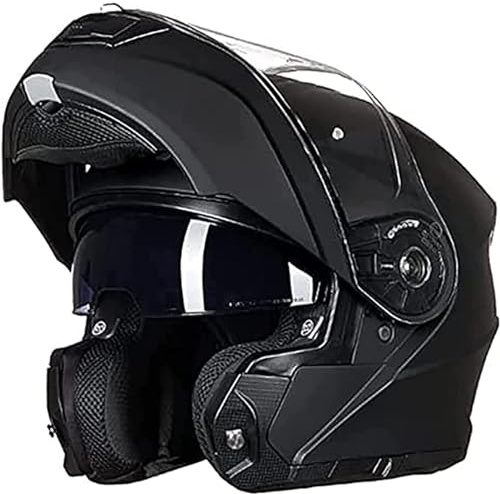 RYDZCLH Modischer Motorrad-Integralhelm, DOT/ECE-Zertifiziert, modularer Klapp-Motorradhelm, Doppel-Sonnenblende, Straßenrad-Rennhelm für Männer und Frauen,F,4XL