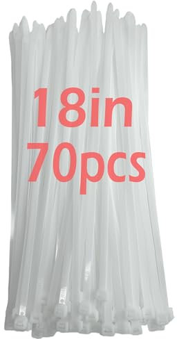 Fascette Plastica Lunghe 45 cm, 70 Pezzi Fascette Elettricista Bianco Grandi 450mm x 9 mm, Fascette Per Cavi Elettrici Larghe