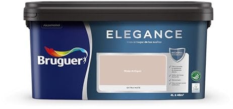 Bruguer Elegance Pintura Monocapa Extra Mate para Paredes y Techos, Interior y Exterior protegidos, Ultra Lavable, Resistente al Desgaste y Manchas, Con conservante Antimoho, Rosa Antiguo 4 L