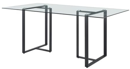 PASCAL MORABITO-Table ‡ Manger 6 Personnes en Verre trempÈ et mÈtal - Transparent et Noir - NILESA II de