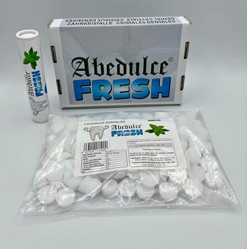Abedulce Zahnkristalle - Xylit Dental Symbiose 50/100 Tage, Wassermelone & Pfefferminze - Für Kinderzahnpflege - Vor der Bettruhe - langsam im Mund zergehen lassen (Peppermint (White), 50 Tage)