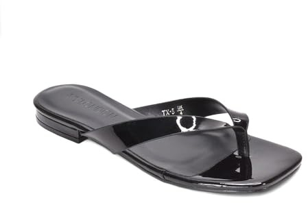 ESSEX GLAM Women's Flat Sandal Ladies Thong Strap Slip On Flip Flops Summer Square Toe Slide Size 3-8
