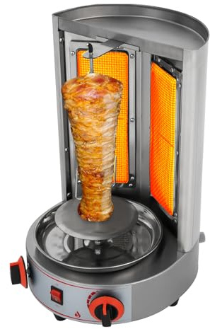 Kebab Maschine, Elektrischer Vertikaler Rotisserie Grill, 4.3KW Dönermaschine, Grill Machine, Tragfähigkeit 10kg, Rotierender grill, Fettfreies Grillen, Aluminiumkörper, 32 * 48cm