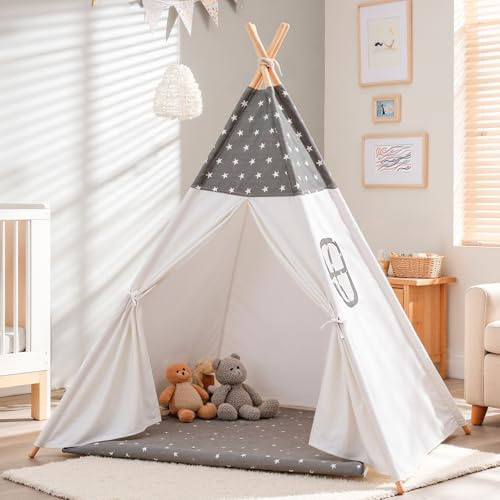 Sumbababy Tipi Zelt für Kinder: kinderzelt Indoor Baumwolle Spielzelt für Mädchen & Jungen Tippi Kinderzelt Spielzeug