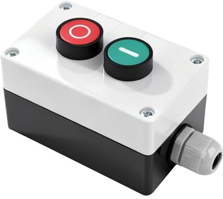 Rankomu Pulsador de inicio/parada rojo verde indicador NO NC AC: 5-690 V, DC: 5-220 V 10 A, interruptor industrial estación HB2 para control del motor