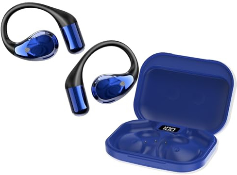 Conyat Open-Ear IPX7 Waterproof Earphones, Bluetooth 6.0, 40H, Adjustable Ear Hooks, Ultra-Comfort, Blue