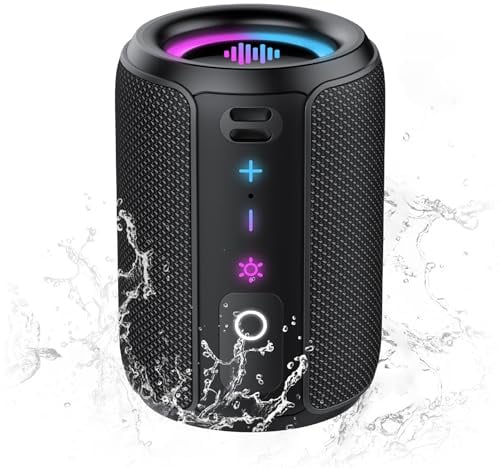 Tiksounds Bluetooth Lautsprecher, Kleine Musikbox Bluetooth 5.4, 15W Kraftvoller Bass, mit 12 Stunden Akkulaufzeit, TWS Stereo-Surround, IPX7 Wasserdicht, Outdoor Lautsprecher für Sport/Party/Reisen