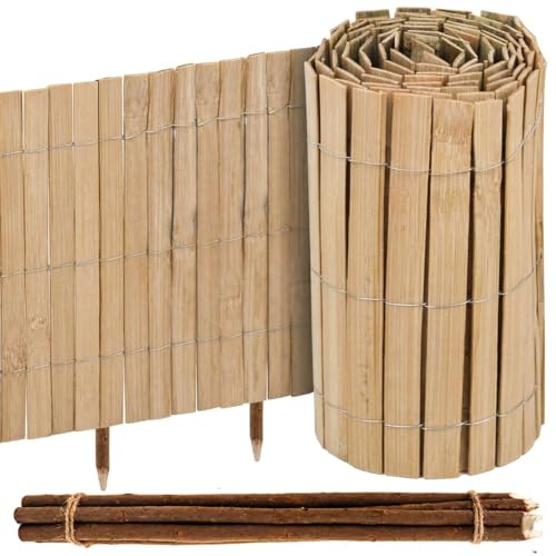 UrFence Clôture de Jardin Bambou 300x40 cm - Bordure Flexible pour Parterre & Pelouse - Séparation Naturelle pour Terrasse