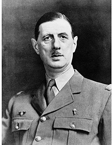 Wee Blue Coo Vintage President War Général Gaulle French Portrait Art Print Poster Wall Decor Kunstdruck Poster Wand-Dekor-12X16 Zoll