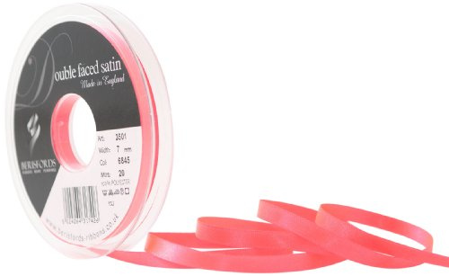Berisfords 3501 Double Satin Ribbon, Flo Pink, 7 mm