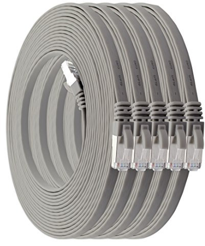 3m - CAT7 cable de red plano gris - 5 piezas 10 Gbit/s Gigabit LAN piso flaco cable Patch compatible con compatible con CAT5 CAT6 CAT7 CAT8 Cat8 cinta Lan cable