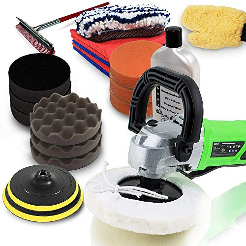 BITUXX® Sparset Poliermaschine 1200 Watt Schleifmaschine Autopolierer Poliergerät Autopflege KFZ Pflege Autolackaufbereitung inklusive Nano Politur