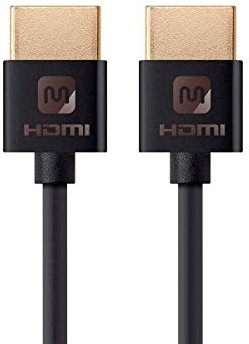 Monoprice High Speed HDMI-Kabel, 1,83 m, Schwarz, 4K @ 24Hz, 10,2 Gbit/s, 36 AWG, YUV, 4:2:0 – Ultra Slim Serie