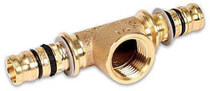 GEBERIT Mepla Press Rotguss T-Stück mit IG [32x3mm - 1/2'' - 32x3mm], Kontur G