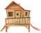 AXI Spielhaus Emma mit roter Rutsche | Stelzenhaus in Braun & Grün aus FSC Holz für Kinder | Spielturm für den Garten