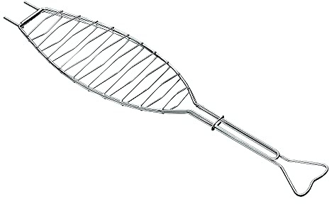 Tramontina 26483/000 Fish Grill | Articulated design holds food securely for easy turning over open flames, ideal for busy commercial barbecue stations.