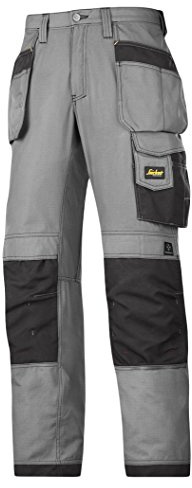 Snickers 32131804096 Size 96 Rip-Stop Craftsmen Holster Pocket Trousers - Grey-Black