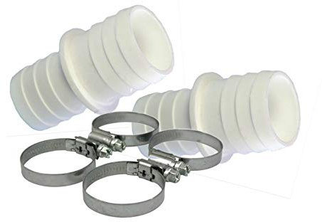 POWERHAUS24 Schlauchverbinder Ø 32 mm und Ø 32 mm Schlauch Anschluss (2er Pack mit 4 VA Schellen) Fitting - Schlauchtülle - Schlauchverbindung