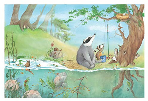 Apalis Wassili Fototapete Ein Fahrstuhl für Elsa I liebevolle Tapete Kinderzimmer, Wassili fototapete Kinderzimmer, Wandbild Wald, Wassili Waschbär Tapete,Marken Tapeten I HxB: 290x432 cm