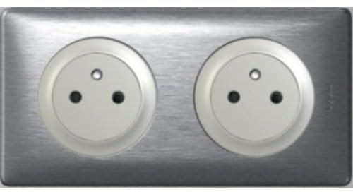 Legrand NC4686 | Double Prise 2 P+T Céliane Aluminium, SurfaceDouble Prise 2 P+T Céliane Aluminium, Surface