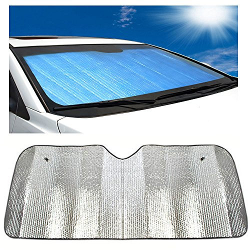 DaoRier Auto sol protección parabrisas Parabrisas Coche Doble Cara aluminio pantalla parasol plegable fácil almacenar 140 x 70 cm