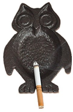 TentHome Retro Aschenbecher Kreativer Gusseisen Sturmaschenbecher Antik Dekoration Eule Blatt Vogel Zigarren-Zubehör (Eule)
