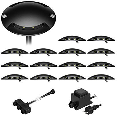 ledscom.de LED Boden-Aufbau-Leuchte Bunda schwarz, 2-flammig, für außen, befahrbar, warm-weiß, 15er Set