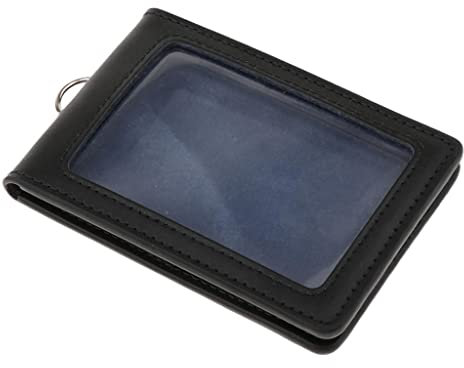 sharprepublic Porte-cartes Vertical En Cuir PU Avec Double Badge - Noir