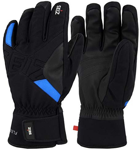 SEIZ Erwachsene Flexible Handschuhe, Schwarz/Blau, 11