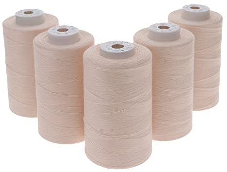 Sewfil dacor 120 - Confezione di fili per cucito 100% poliestere - 5 coni (5 x 5.000 metri) 0608 - Beige