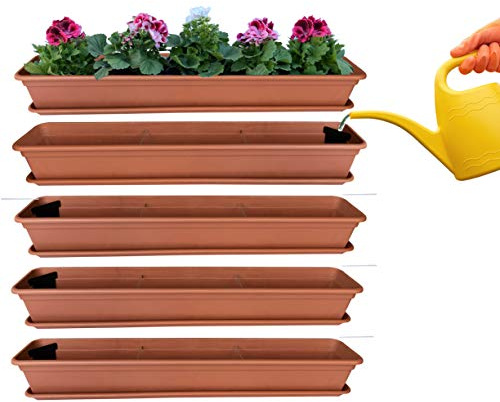 4 balkonglådor 100 cm med bevattningsunderlägg terrakotta