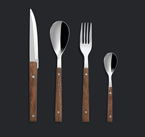 Comas Rosewood St 24 Besteck aus Stahl 18/10, Dicke 2,5 mm, mit Holzgriff, hergestellt in Spain