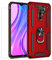 Joytag kompatibel Coque Xiaomi Redmi 9,Etui + Film de Verre trempé magnétique Support Armure Robuste Antichoc Silicone TPU 360 degré Cas de téléphone de Voiture Bumper-Rouge
