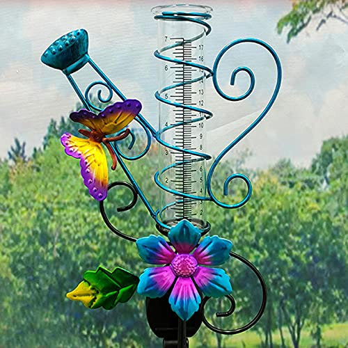 Jauge De Pluie En Fer Forgé Solaire Papillon Jardin LumièRe ExtéRieure Capteur LumièRe PluviomèTre DéCoratif Pour Jardin, Balcon, Terrasse, Motif Grenouille, En Acier, Effet Rouille 25X9X94Cm