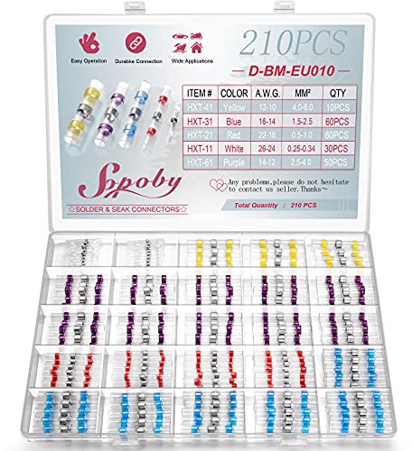 210 PCS Lötverbinder Set Schweißverbinder - Sopoby Welding Connector Kit -Geeignet für Automobile, Schiffe, Haushaltskabel usw(Fünf Farben)